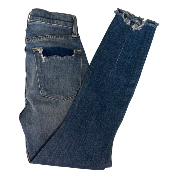 AO.LA by Alice and Olivia High Rise Studded Skinny Jeans Blue, Size 24 NEW WITH - Picture 11 of 11